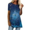 thumbnail image 2 of Pompotops Mode Femme Été Col Rond Manches Courtes Imprimé T-shirt Décontracté Blouse, 2 of 7