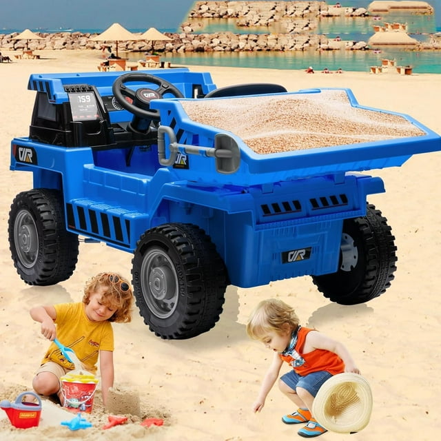 Yeshouse Los niños viajan en camión volquete,12v paseo en camión volquete para niños 4-8 años,4WD vehículo de construcción con Control remoto
