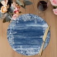 thumbnail image 3 of Blue Coastal Round 15 Inch Placemats Set of 4, Summer Ocean Sea Waves Starfish Corals HeatResistant Non Slip Place Mats for Dining Table, Wipeable Braided Kitchen Table Mats for Housewarming, 3 of 9
