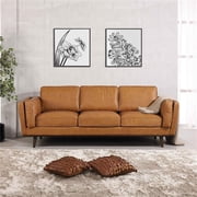 Ashcroft Modern Leather 89 3 Seater Sofa, Light Brown