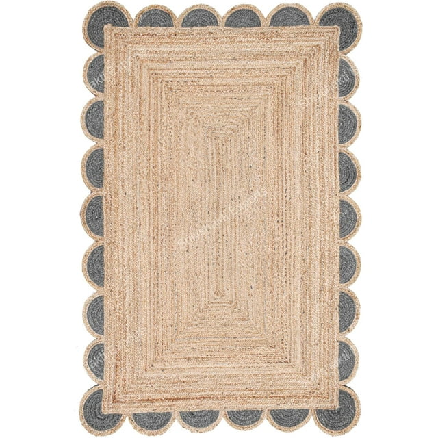 Scalloped Jute Rug (Grey, 2x16 ft)