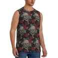 thumbnail image 2 of Uemuo Skull and Red Roses Pattern Men's Sleeveless T-Shirt,Muscle Athletic Tank Top, Moisture-wicking Quick-dry Breathable Classic Tee Top for Gym Run Outdoor Sports-, 2 of 8