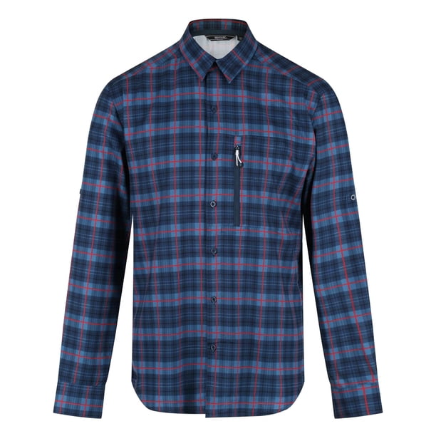 Regatta - Camisa Mindano IV Impresa de Manga Larga para Hombre (Azul Dinastía)