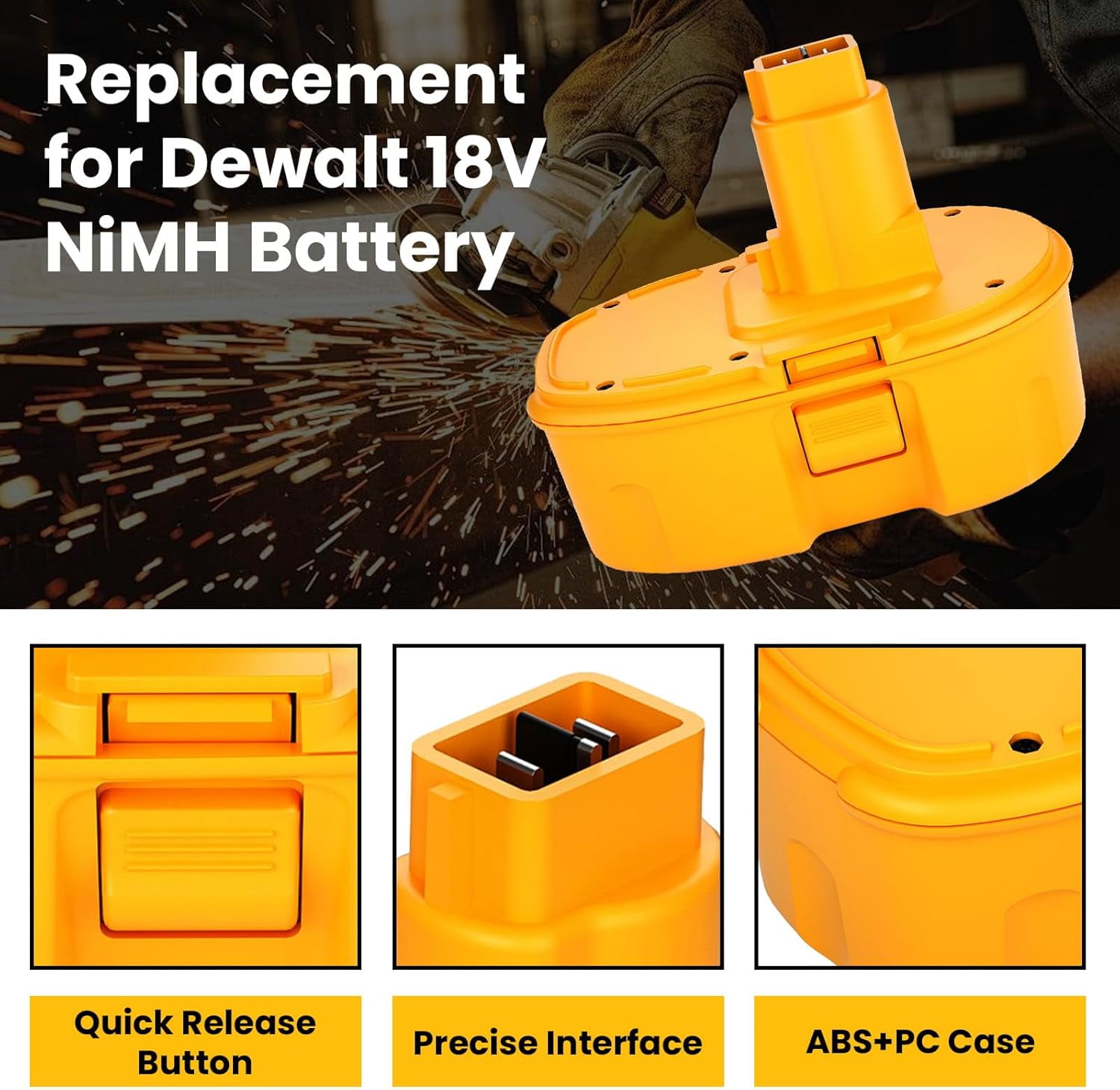 2-Pack 18V 3.6Ah DC9098 DC9099 Replacement Battery for Dewalt 18V Battery DC9096 DC9098 DC9099 DW9095 DW9096 DW9098 DE9038 Compatible with Dewalt 18 Volt Battery Tools Drills Drivers Wrench