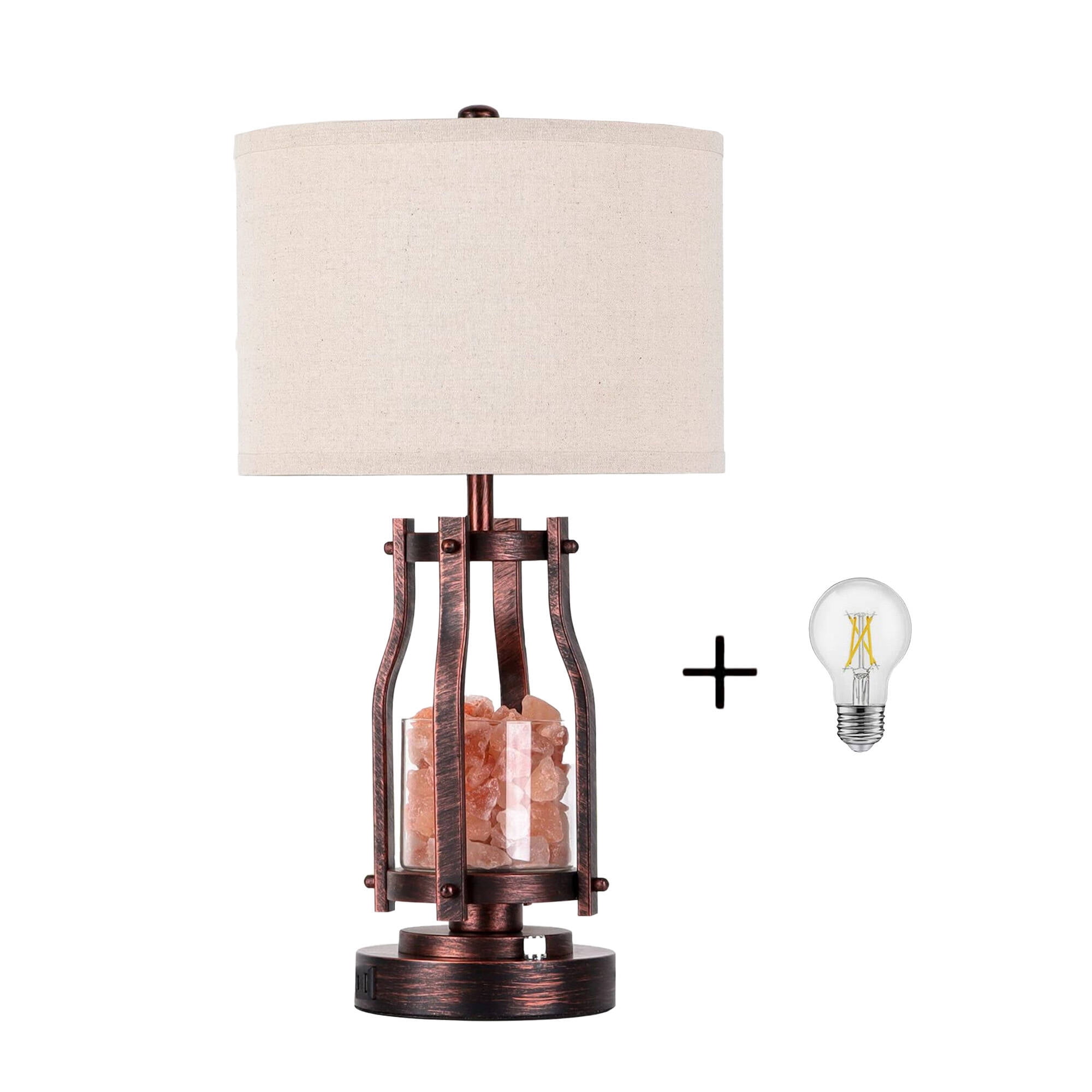 Farmhouse Style Table Lamps Set of 1 with USB&AC Outlet Charging Ports