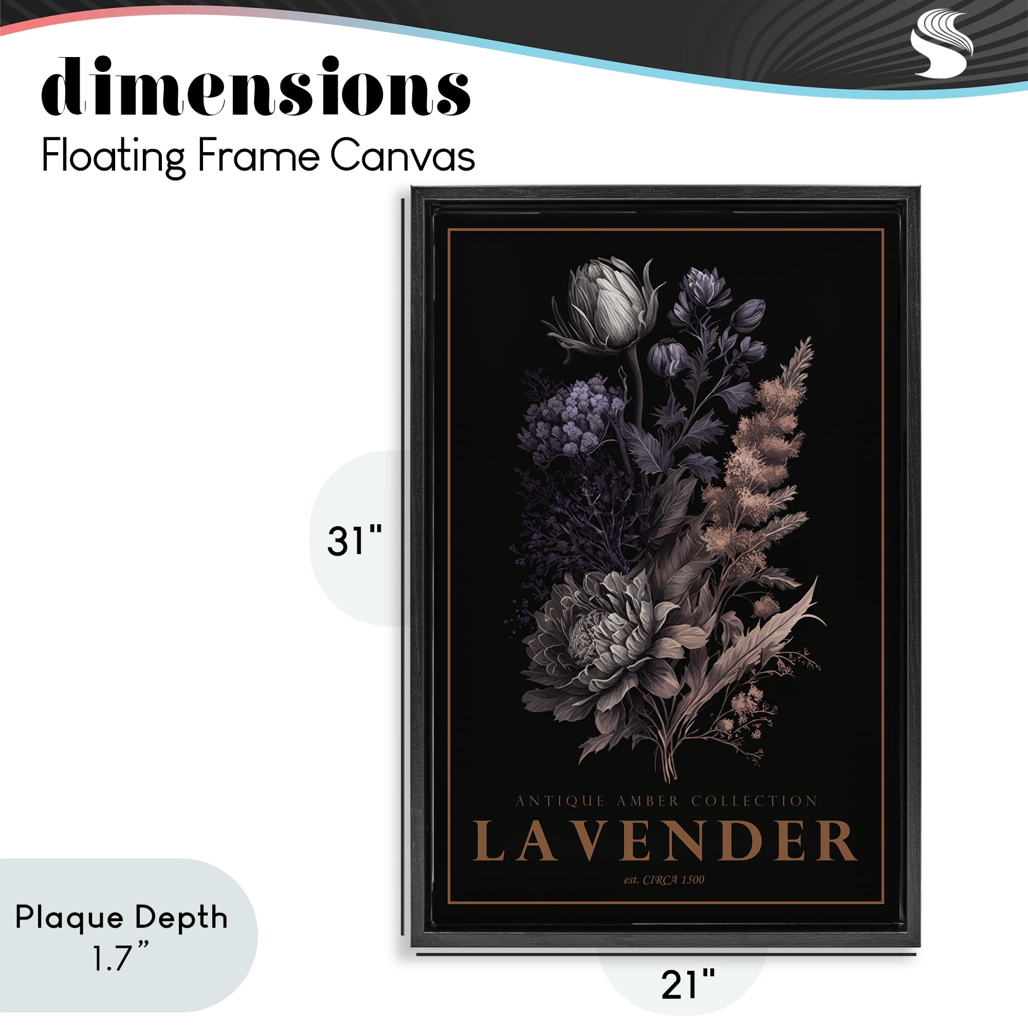 Stupell Industries Antique Lavender Light Black Framed Floater Canvas Wall Art, design by Chris Giampietro