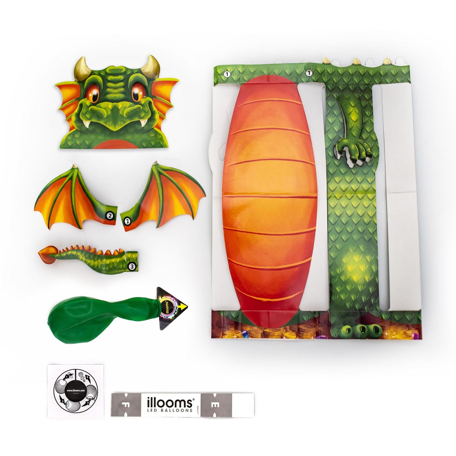 illooms Make Your Own Dragon LED Light up Balloon Lantern, Pack of 1