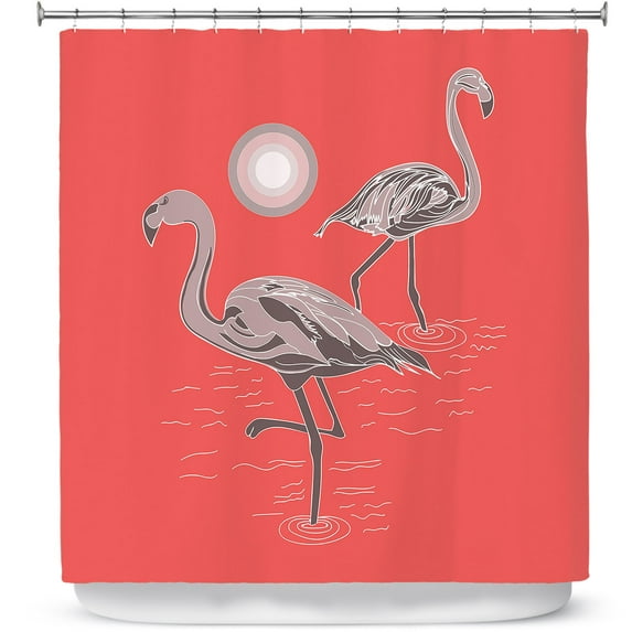 Shower Curtains 70" x 93" from DiaNoche Designs by Yasmin Dadabhoy - Flamingo 1 Grapefruit