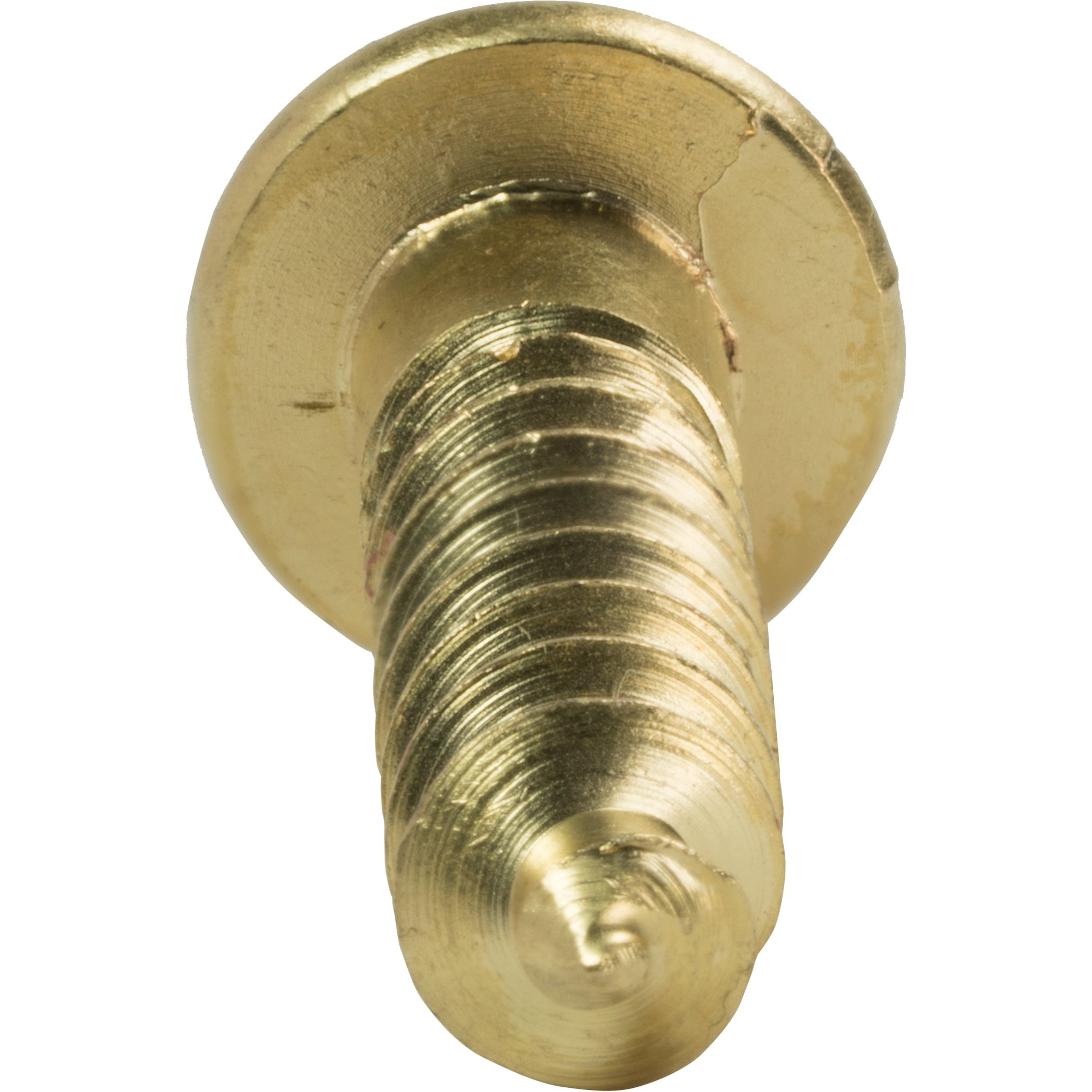 #14 x 1-1/4" Round Head Wood Screws, Solid Brass, Slotted Drive, Partially Threaded, Quantity 25