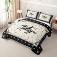 thumbnail image 3 of Homewish Boho Western Cowboy Bed Spread Queen,Retro Stars Queen Coverlet Set,Black Cream,3-Piece, 3 of 7