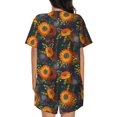thumbnail image 4 of Womens Pajama Sets With Pocket, Sunflowers Yellow Lounge Sets Short Sleeve Sleepwear PJ Sets for Women, 4 of 6