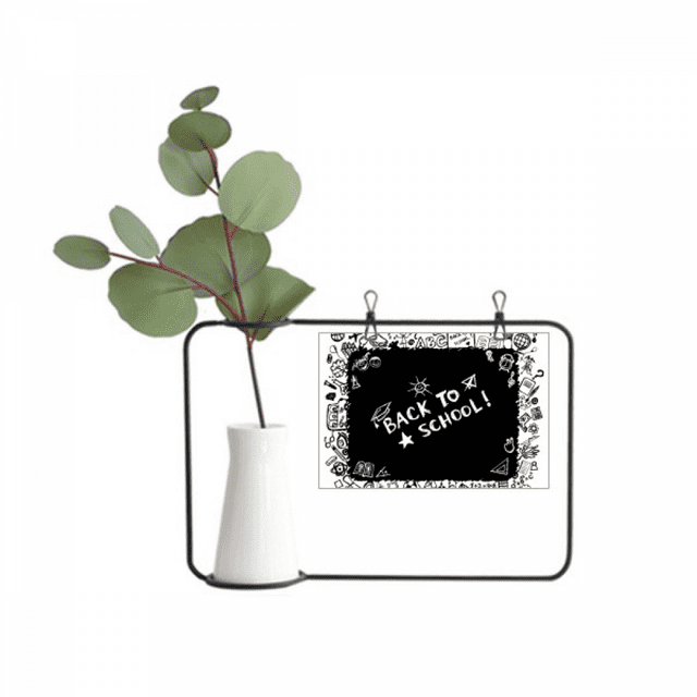 Cadre Photo en Métal Style École Graffiti Tableau Noir Vase Décoratif