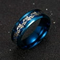thumbnail image 2 of Wedding Rings Men & Women. 8mm Blue Tungsten Wedding Band Gold Dragon Inlay, 2 of 4