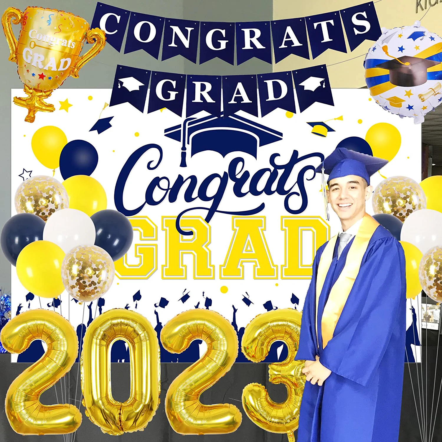 Graduation Decorations Class of 2023 - Lighted Large Congrats Grad Banner  Garland Photo Backdrop+Bal…See more Graduation Decorations Class of 2023 