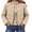 Khaki, variant on Womens Quilted Jacket Collarless Snap Button Down Long Sleeve Fall Winter Casual Puffer Coat Lightweight Warm Outerwear with Pockets