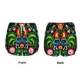 thumbnail image 5 of Vsdgher Roosters and Flowers Print Women's Running Double Layer Shorts High Waisted with Pockets Elastic Yoga Workout Athletic Gym Sports, 5 of 8