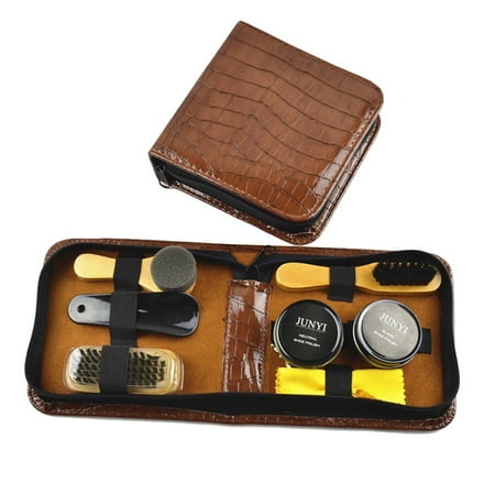 

8PC Shoe Shine Care Kit Black & Neutral Shinning Brush Set for Boots Shoes Sneakers