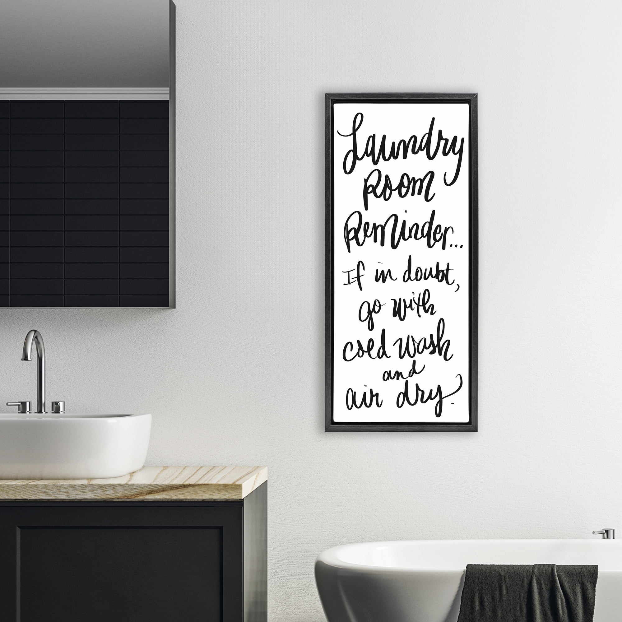 Stupell Industries If In Doubt Laundry Tip Black Framed Floater Canvas Wall Art, design by SD Graphics Studio