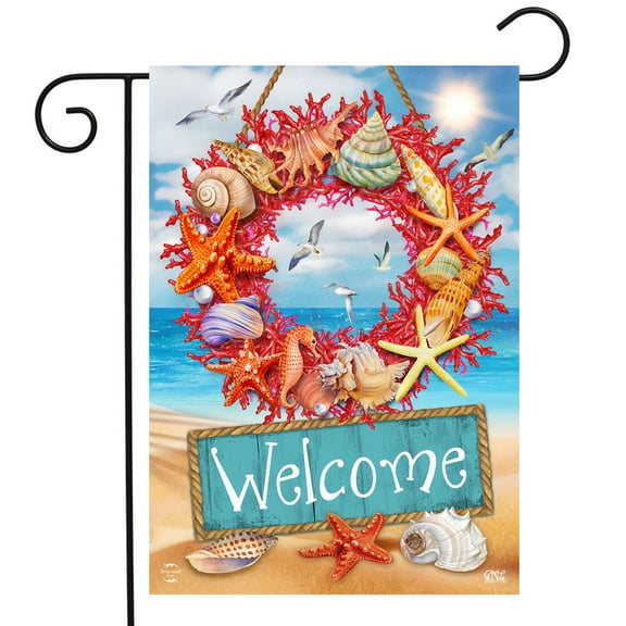 Briarwood Lane Coral Wreath Garden Flag