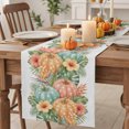 thumbnail image 2 of Fall Pumpkin Cotton Linen Rectangle Table Runners 13"x48", Thanksgiving Tropical Botanical Floral Watercolor Coffee Table Runner Dresser Scarves Table Runners for Wedding Party Banquet Dinner Decor, 2 of 8