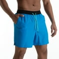 thumbnail image 2 of Kvture Men's Athletic Running Shorts Quick Dry Lightweight Shorts Color Block Drawstring Short for Sports Gym Basketball Hiking Sky Blue L, 2 of 9