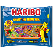 HARIBO Sweet or Scary Halloween Assorted Fruit Flavor Gummy Candy, 21.1oz, 45ct Mini Gummy Pouches