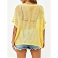 thumbnail image 3 of Womens Crochet Sweater Tops Batwing Short Sleeve Oversized Boat Neck Boho Knit Summer Beach Cover Ups, 3 of 5