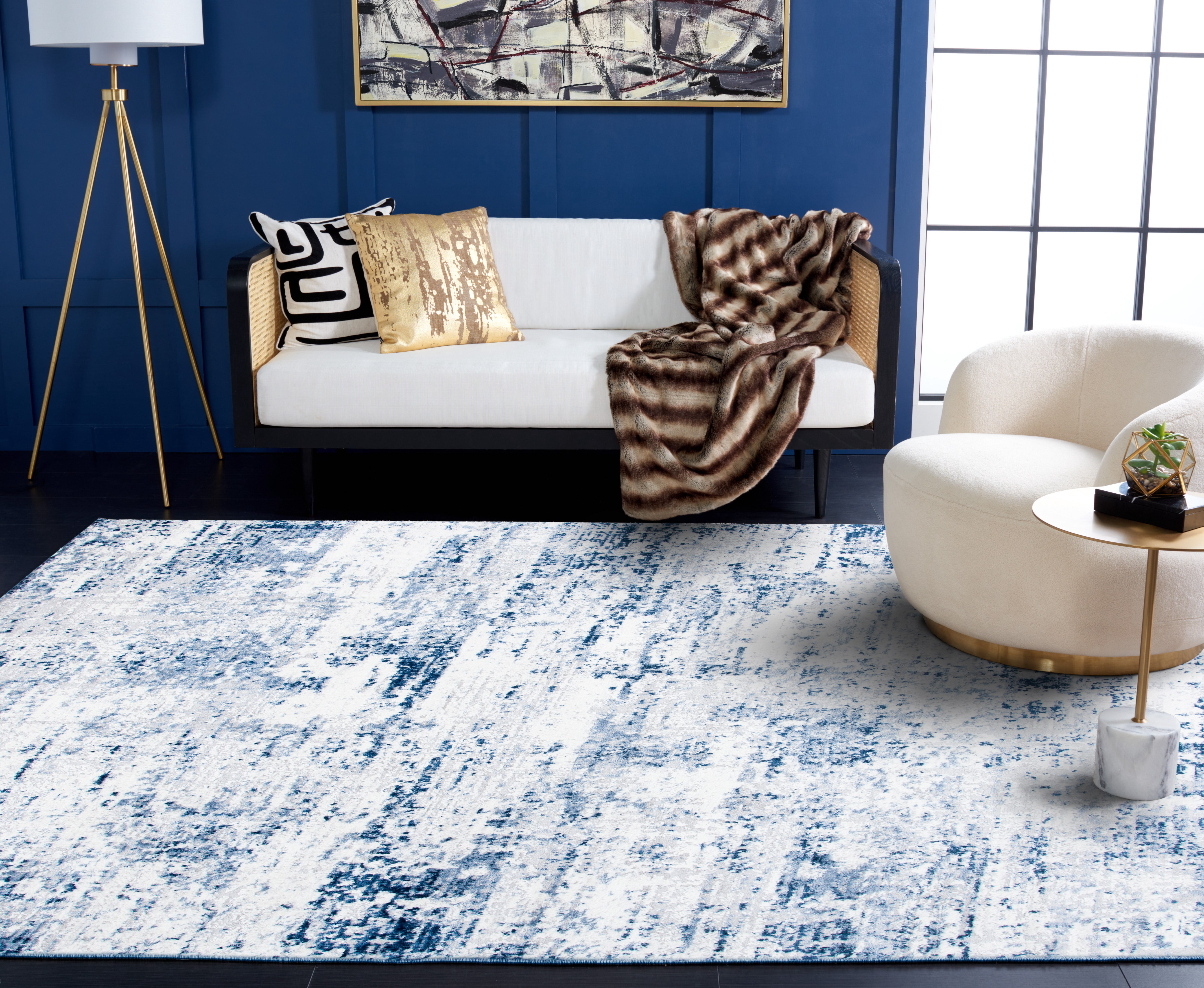 Safavieh Amelia Ian Abstract Area Rug, Ivory/Navy, 10' x 14'