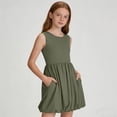thumbnail image 4 of Spazoro Girls Skater Dress, Sleeveless Solid Stretchy Crew Neck Casual A-Line Dresses Army Green Size 10, 4 of 6