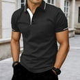 thumbnail image 2 of Polo Shirts for Men Slim Fit Button Up Collared Short Sleeve Tee Breathable Stretchable Comfortable Casual Summer Mens Shirts Black S, 2 of 7