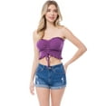 thumbnail image 3 of MixMatchy Women's Sexy Frill Knot Front Knit Strapless / Strap Tube Crop Top, 3 of 6