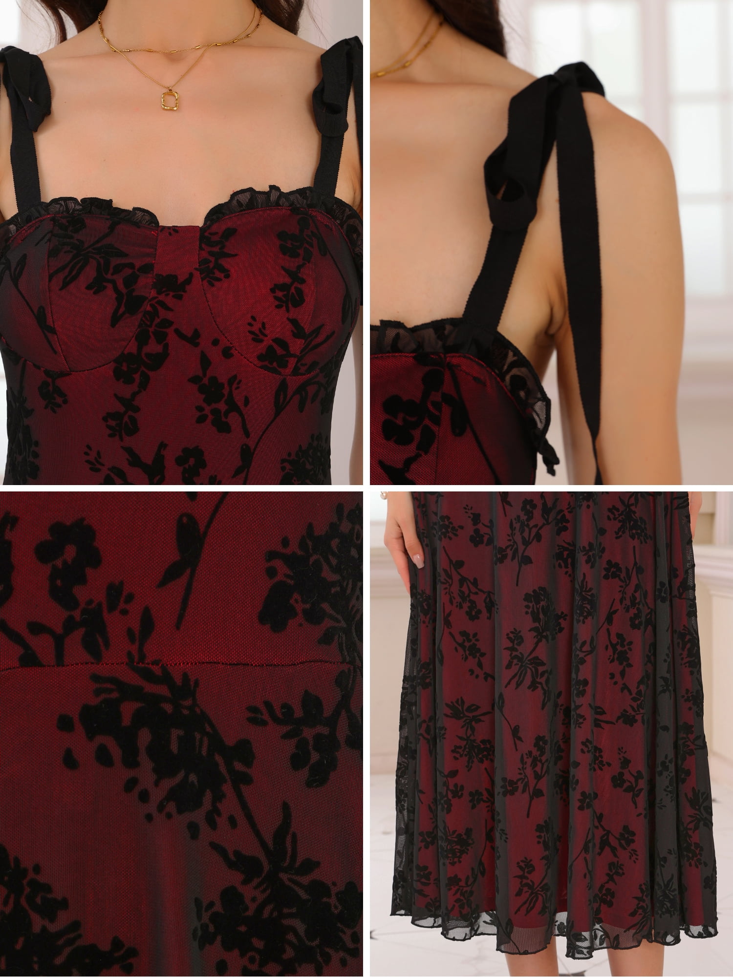 DARING DIVA Women's Gothic Floral Print Sleeveless Cocktail Dress XL Black