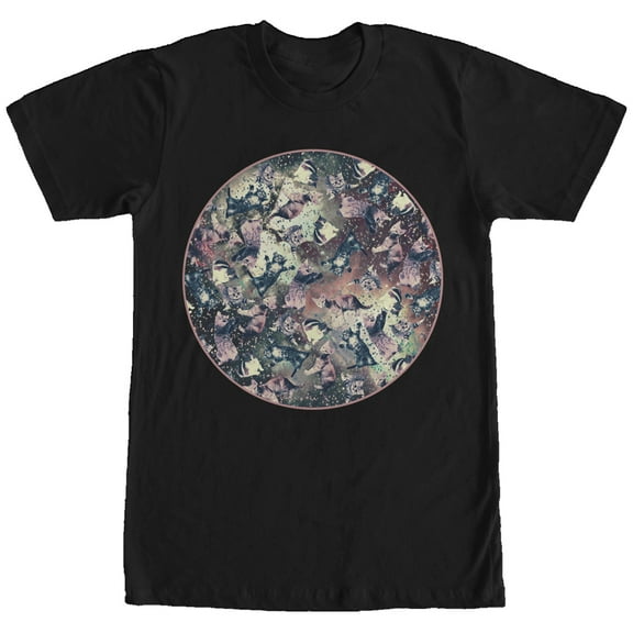 Men's Lost Gods Space Cat Circle Graphic Tee Black Large