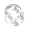 thumbnail image 2 of Kdxio Gray Rabbit Print Shower Cap for Women,Elastic and Reusable,Double Waterproof Layers Bathing Hat, 2 of 9