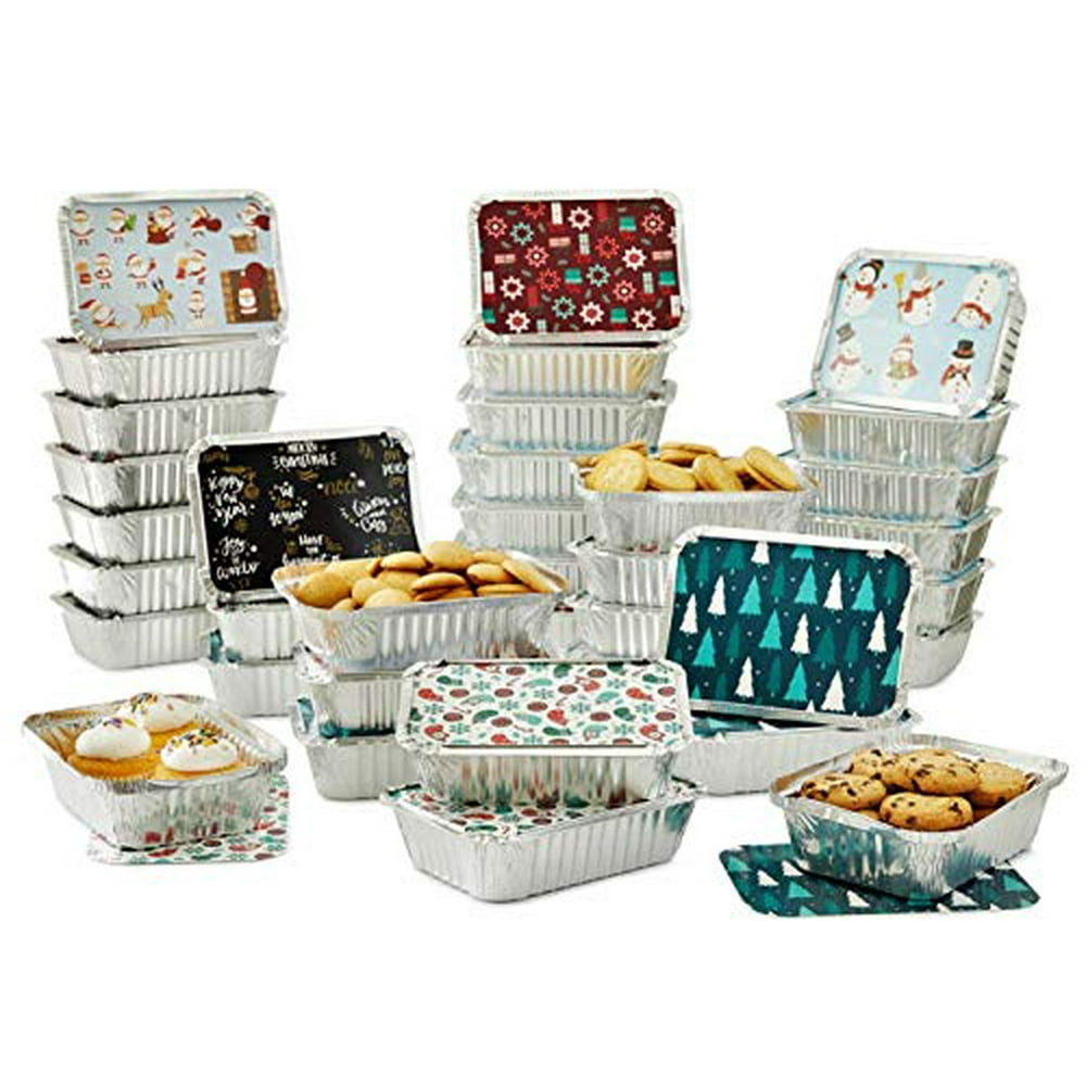 Set Of 36 Christmas Treat Foil Containers 6 Holiday Designs, Snowman