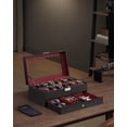 thumbnail image 4 of 12-Slot Watch Box, 2 Layers PU Lockable Watch Case with Glass Lid with 1 Drawer, Black and Red, 4 of 8