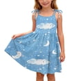 thumbnail image 2 of Girls' Dress 3-12Y Spaghetti Strap Round Neck Floral Print Polyester for Daily Casual Wear Blue B 7-8 Years, 2 of 9