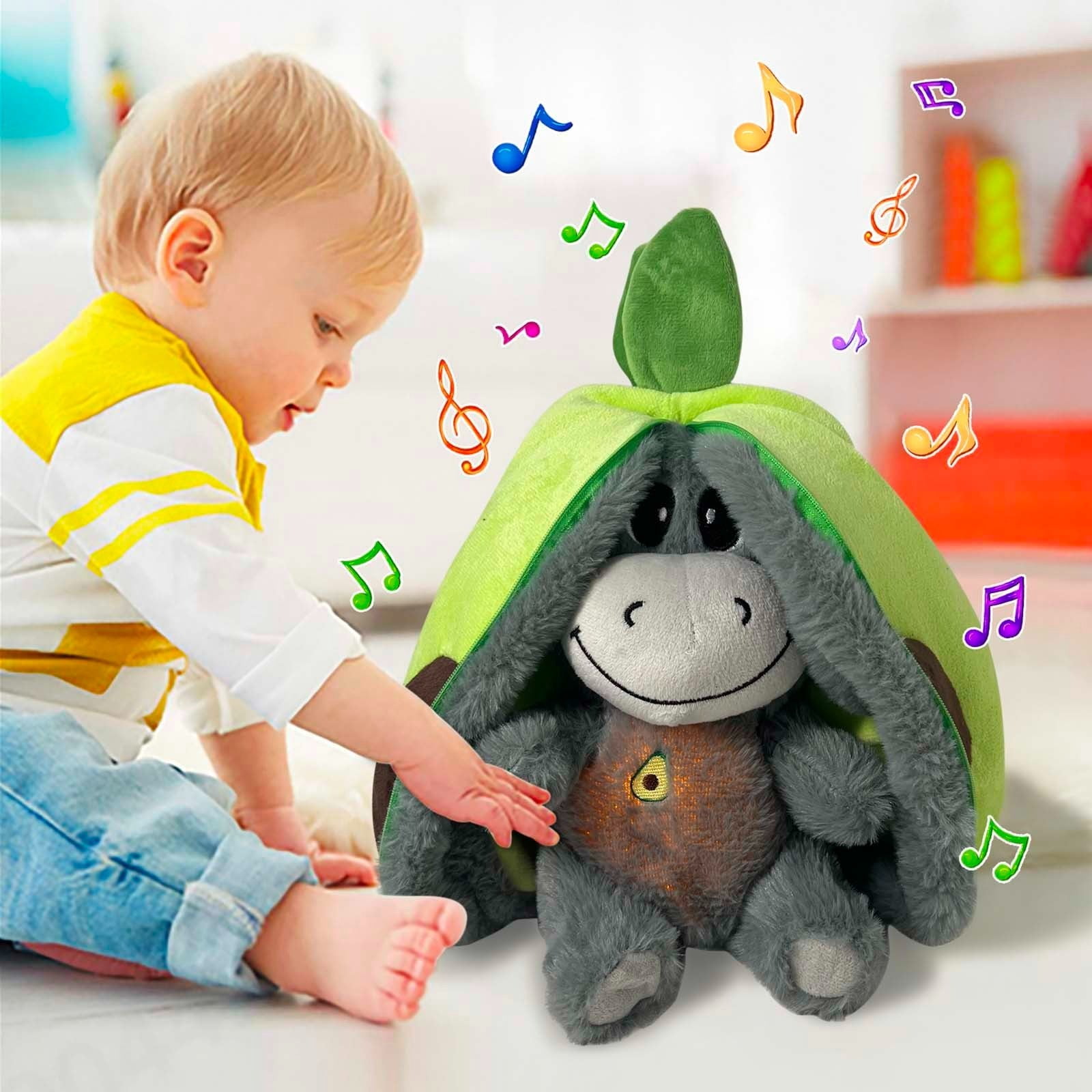 Viflosae Cute Stuffed Animal Birthday Gifts Relaxation Breathing Sleeping Toy Soft Light-Up Music Realistic Breathings Motion Sleep Aid for Women Calming Night Toys