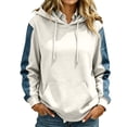 thumbnail image 2 of Perfectbot Women's Drawstring Hoodie, Relaxed Patchwork Sleeve Pullover Sweatshirt with Kangaroo Pocket, 2 of 6