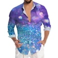 thumbnail image 2 of Mens Shirts Long Sleeve Button Down Lapel Carnival Top Glitter Sequin Print Party Festival Celebration Casual Shirt for Men Blue XXL, 2 of 4