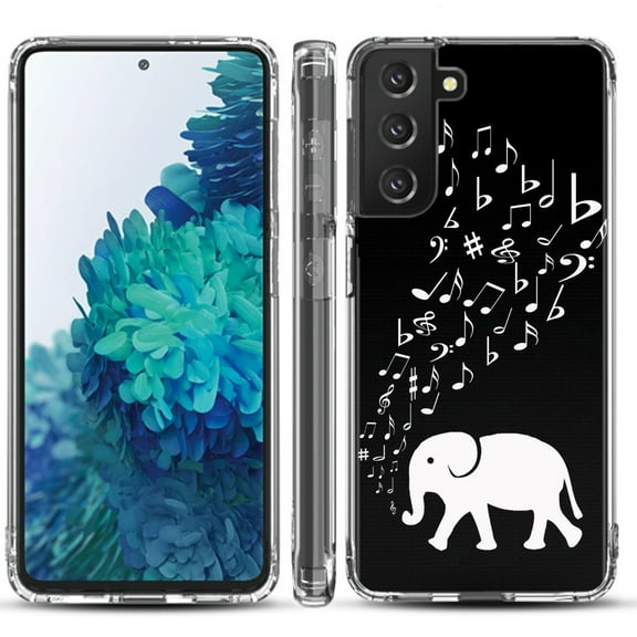 Shockproof Hybrid Bumper Phone Case for Samsung galaxy S21  5G / S21 Plus 5G, by OneToughShield ® - Elephant Music