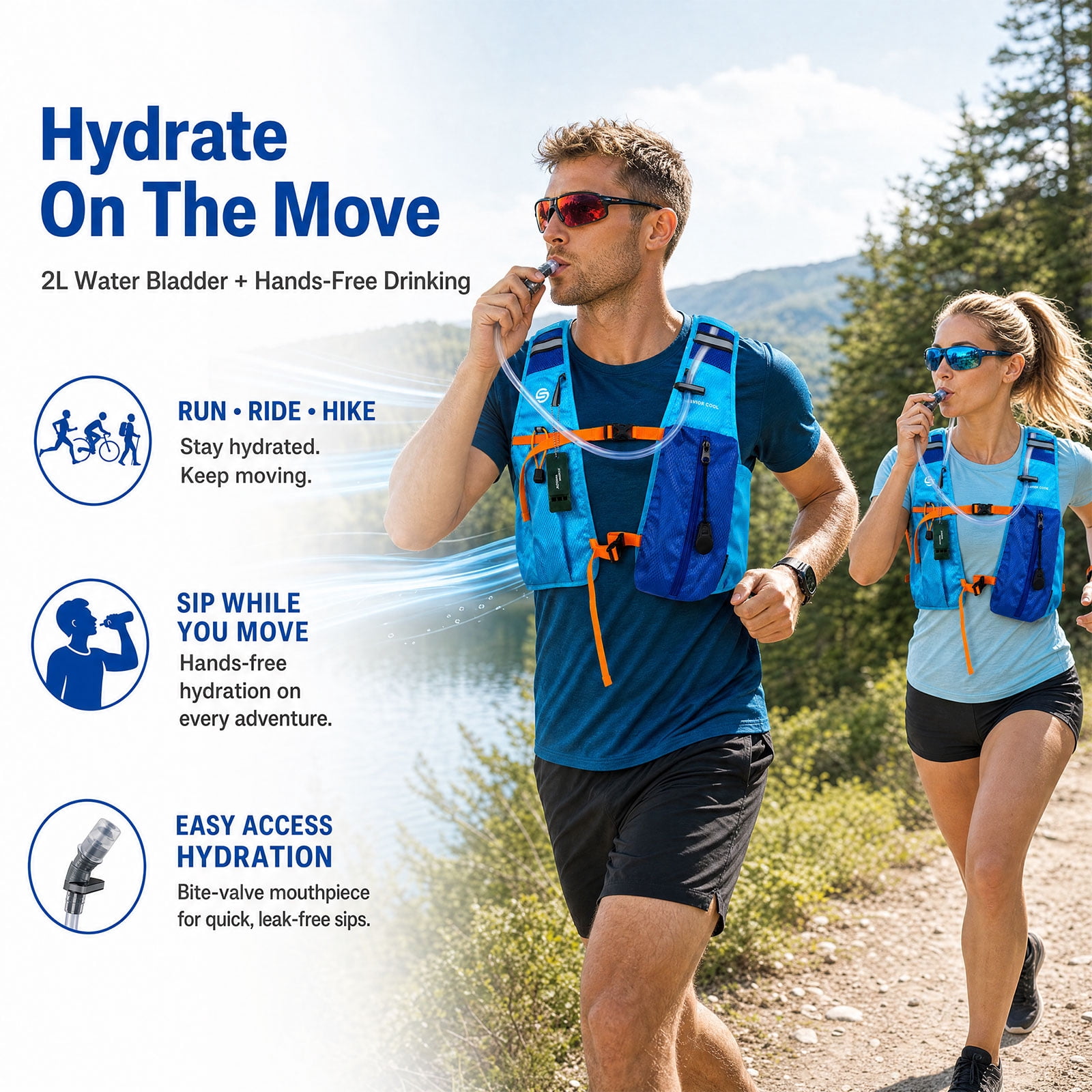 Cooling Hydration Vest with 2L BPA-Free Water Bladder, Running Vest with 3 Removable Cooling Packs, Lightweight Outdoor Hydration Pack for Hot Weather, Hiking, Cycling, Training