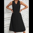 thumbnail image 4 of Vestidos de Verano para Mujer, Informales, Sin Mangas, con Encaje y Escote en V, Vestidos Midi Sin Mangas, Estilo Swing, para Vacaciones y Playa. Negro S, 4 of 5