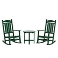 thumbnail image 2 of Garden 3-Piece Set Classic Plastic Adirondack Porch Rocking Chair with Round Side Table Included, Dark Green, 2 of 9