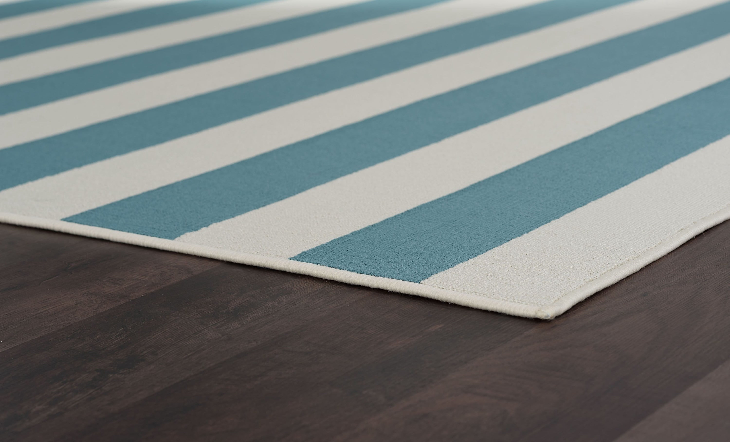 3x8 Water Resistant, Indoor Outdoor Runner Rugs for Patios, Hallway, Entryway, Deck, Porch, Balcony or Kitchen | Outside Area Rug for Patio | Aqua, Stripe | Size: 2'7'' x 7'3''