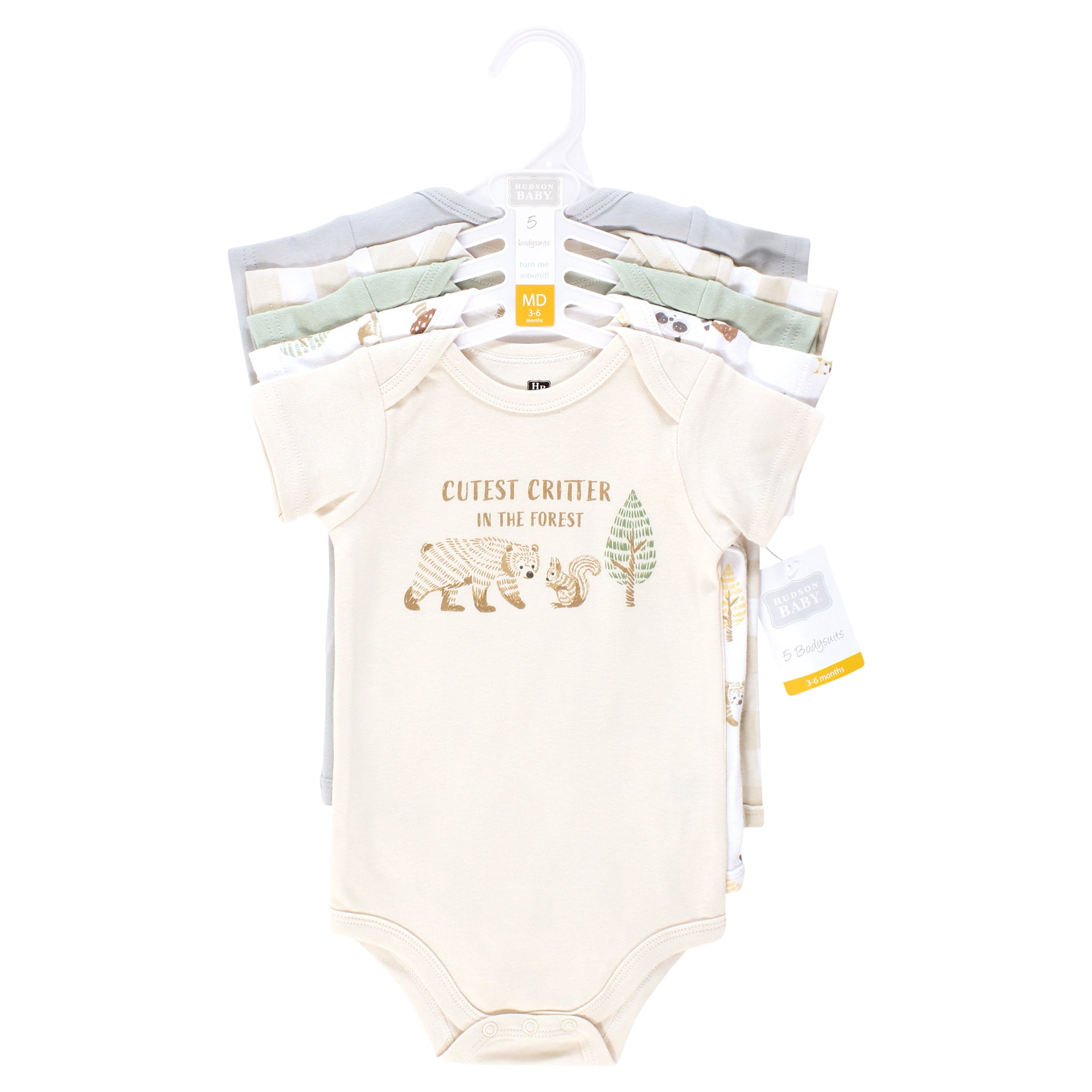 Hudson Baby Infant Boy Cotton Bodysuits, Cutest Critter, Preemie