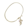 thumbnail image 2 of 7 1/4 inch Oval Eye Hook Bangle Bracelet w/ Guardian Angel medal charm w/ Light Purple Swarovski Crystal, 2 of 3