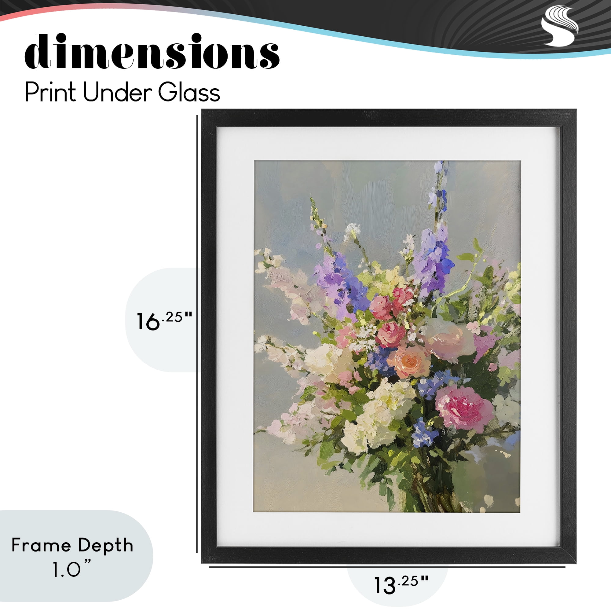 Stupell Industries Romantic Pastel Garden Bouquet Black Framed Print Under Glass, design by The Prints Vibe