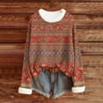 thumbnail image 7 of JTZGDY Fuzzy Trim Sweatshirts for Women Lightweight Casual Winter Warm Long Sleeve Striped/Color Block/Plaid/Floral Printed Crewneck Pullover Tops Loose Oversied Graphic T-Shirts Red#03 XXXL, 7 of 7