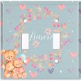 thumbnail image 2 of Metal Light Switch Wall Plate Outlet Cover (2 Teddy Bears With Love Heart Flower Balloon Flower Wreath - Double Toggle), 2 of 2